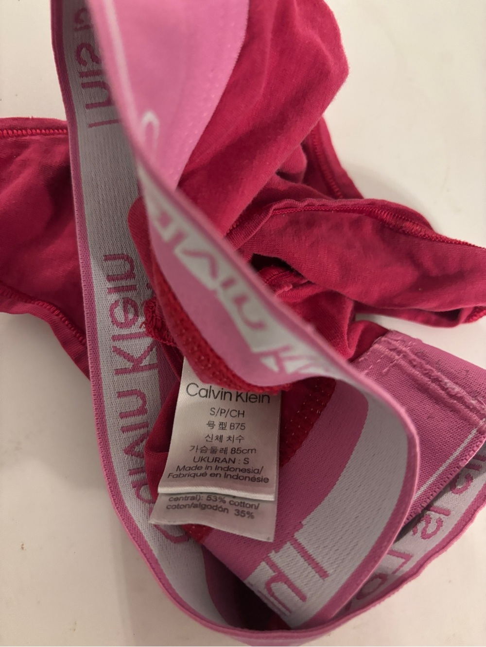 Calvin Klein Hot Pink and Light Pink Logo Elastic Bralette - Picture 2 of 2